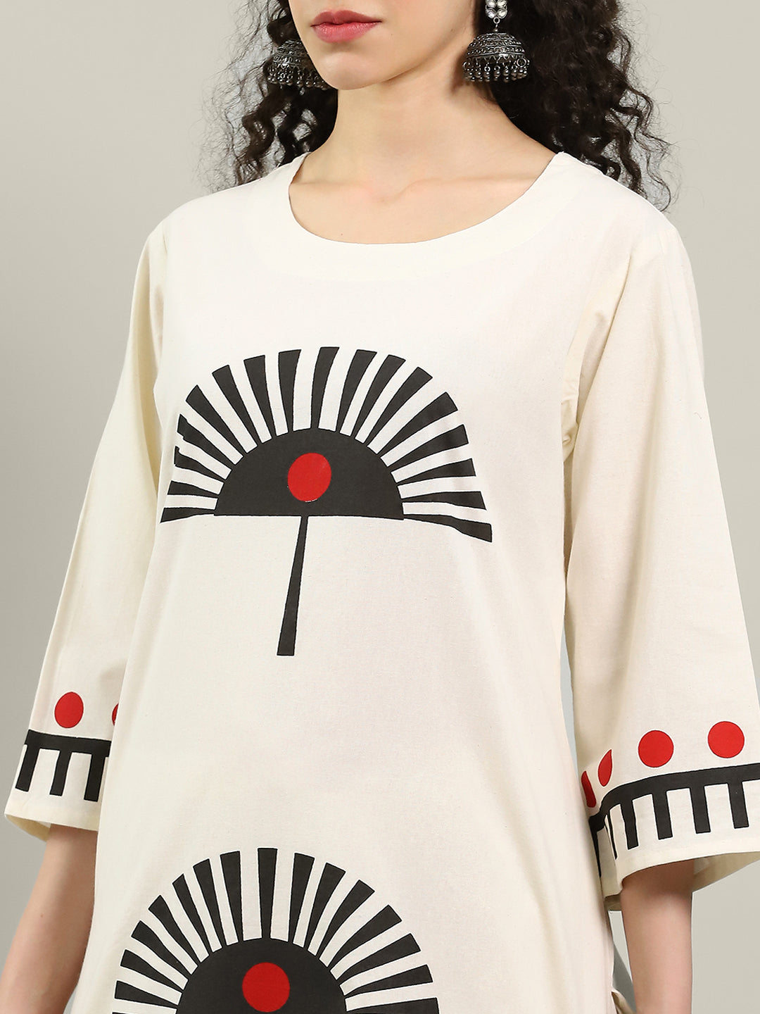 Printed Cotton Blend Kurta With Pants