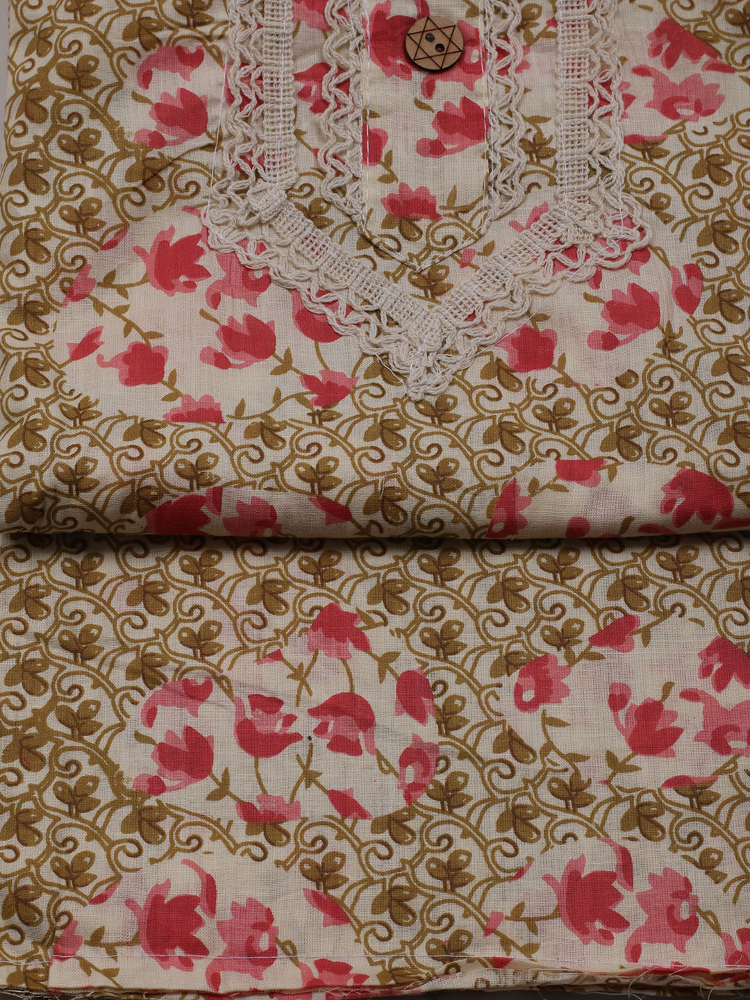 Printed Cotton Blend Unstitched Suit With Dupatta