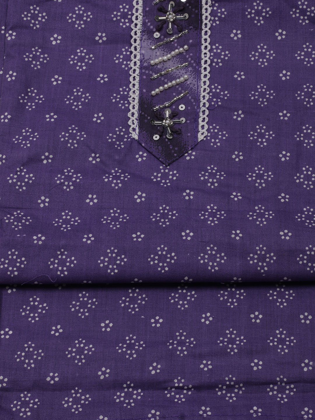 Printed Cotton Blend Unstitched Suit With Dupatta