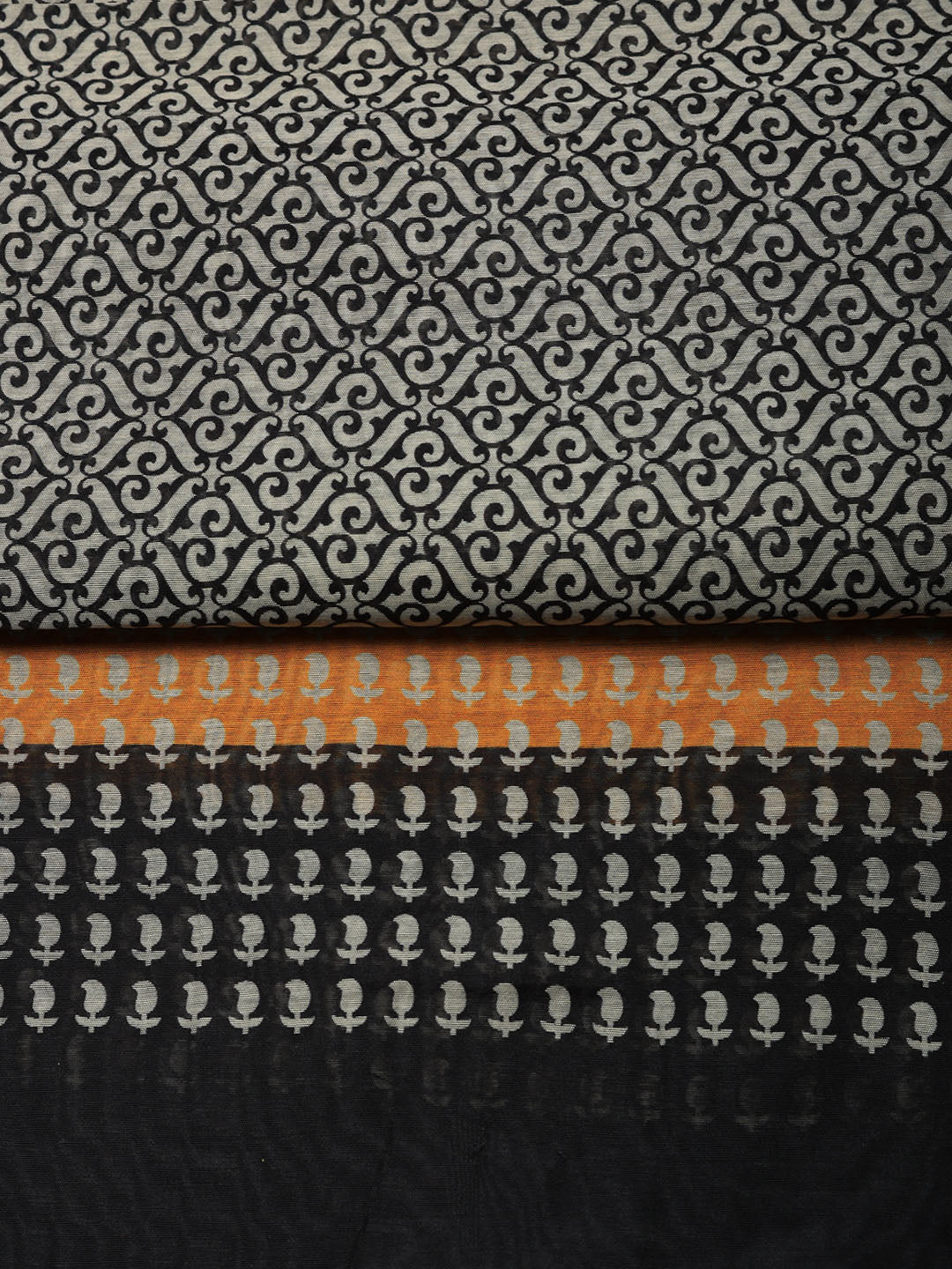Printed Chanderi Unstitched Suit With Pant &amp; Dupatta