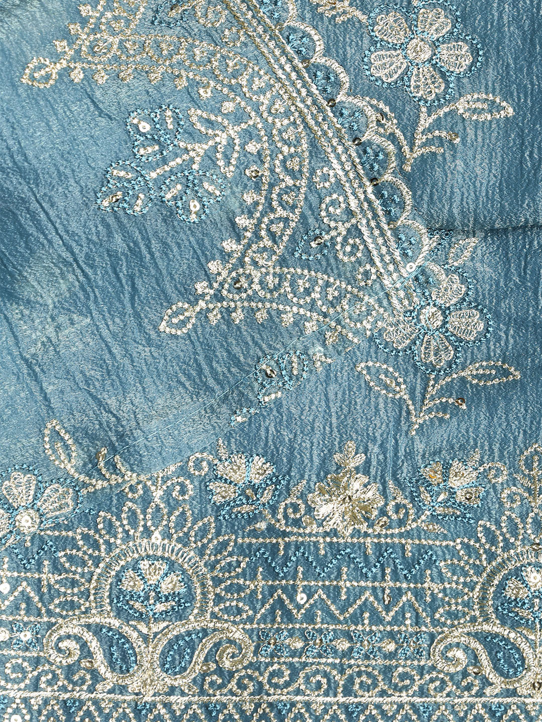 Embroidered Tissue Unstitched Suit With Dupatta