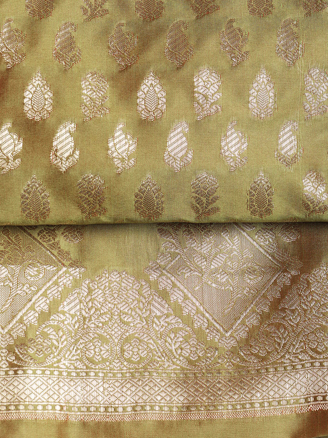 Woven Banarasi Chanderi Unstitched Suit With Dupatta