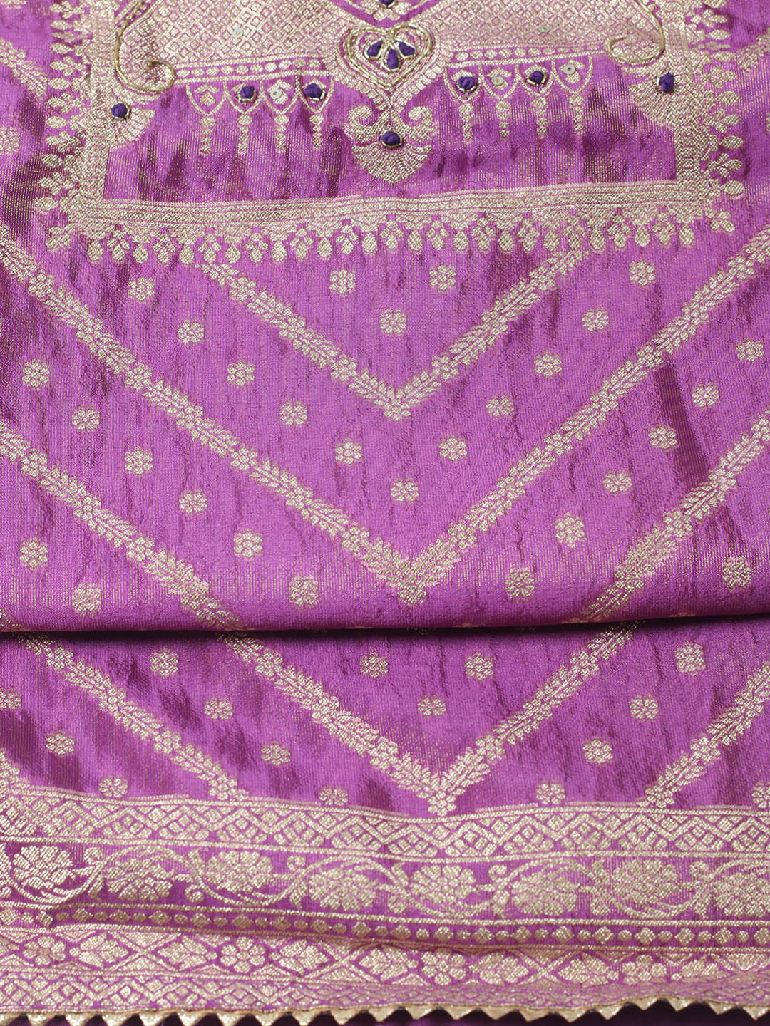 Woven Design Chanderi Unstitched Kurta With Pant &amp; Dupatta