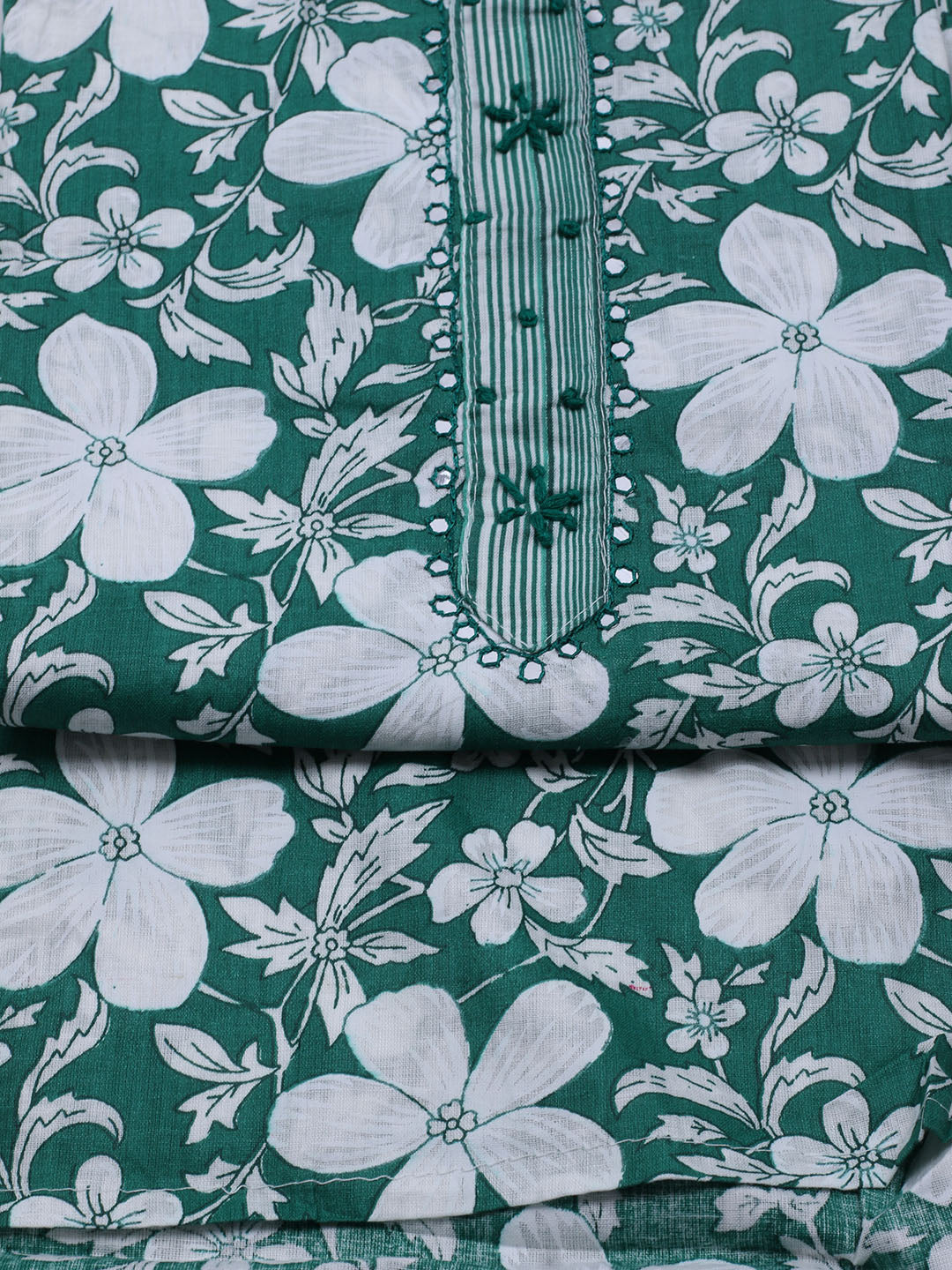 Floral Printed Cotton Blend Unstitched Suit With Dupatta