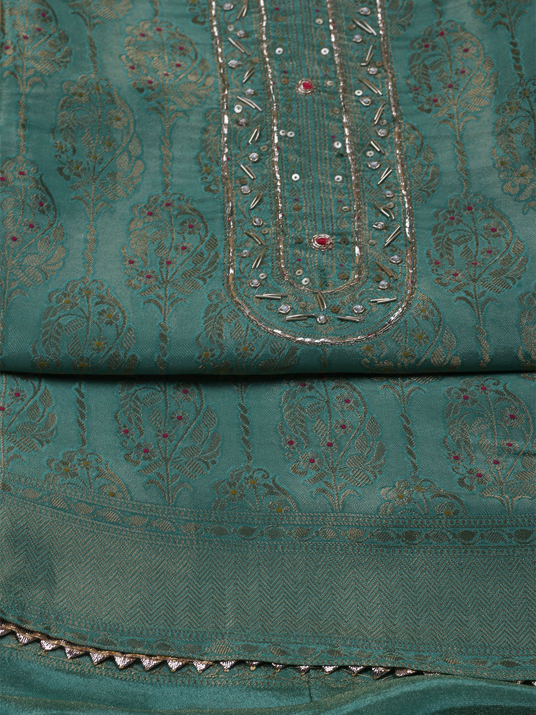 Kanjeevaram Chanderi Unstitched Suit With Dupatta