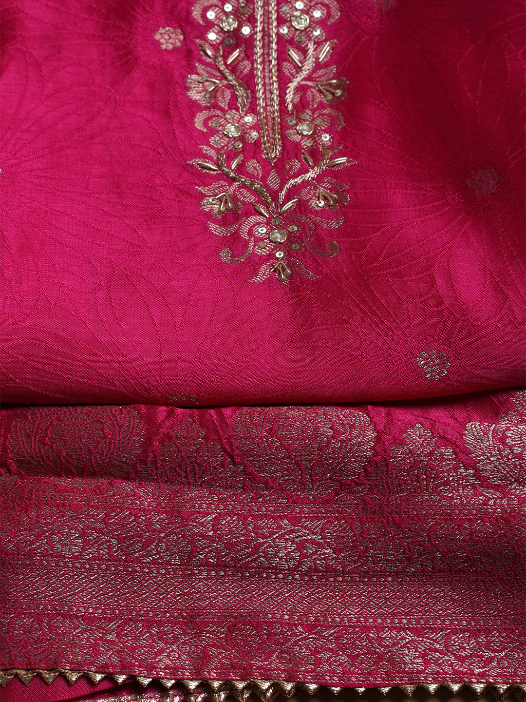 Kanjeevaram Chanderi Unstitched Suit With Dupatta