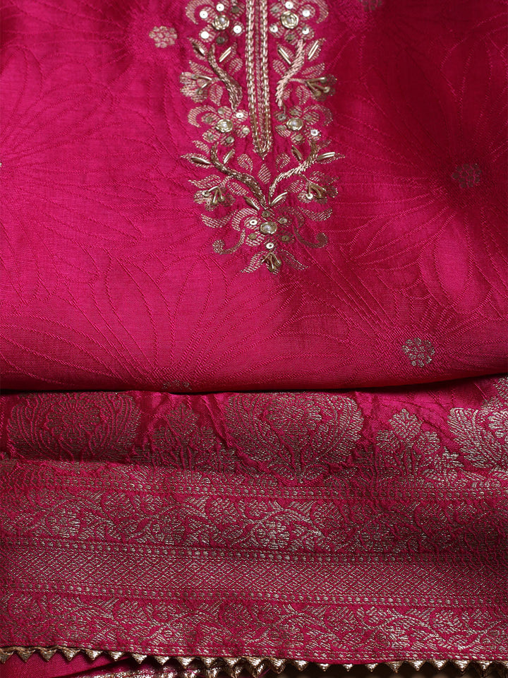Kanjeevaram Chanderi Unstitched Suit With Dupatta