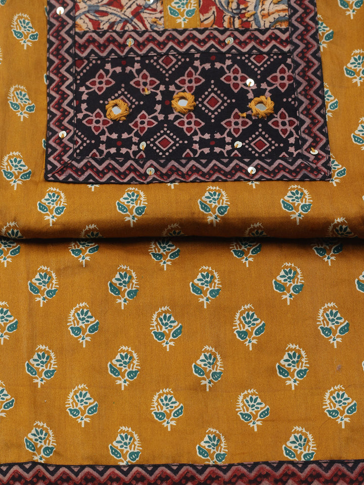 Printed Cotton Blend Unstitched Suit With Pant &amp; Dupatta