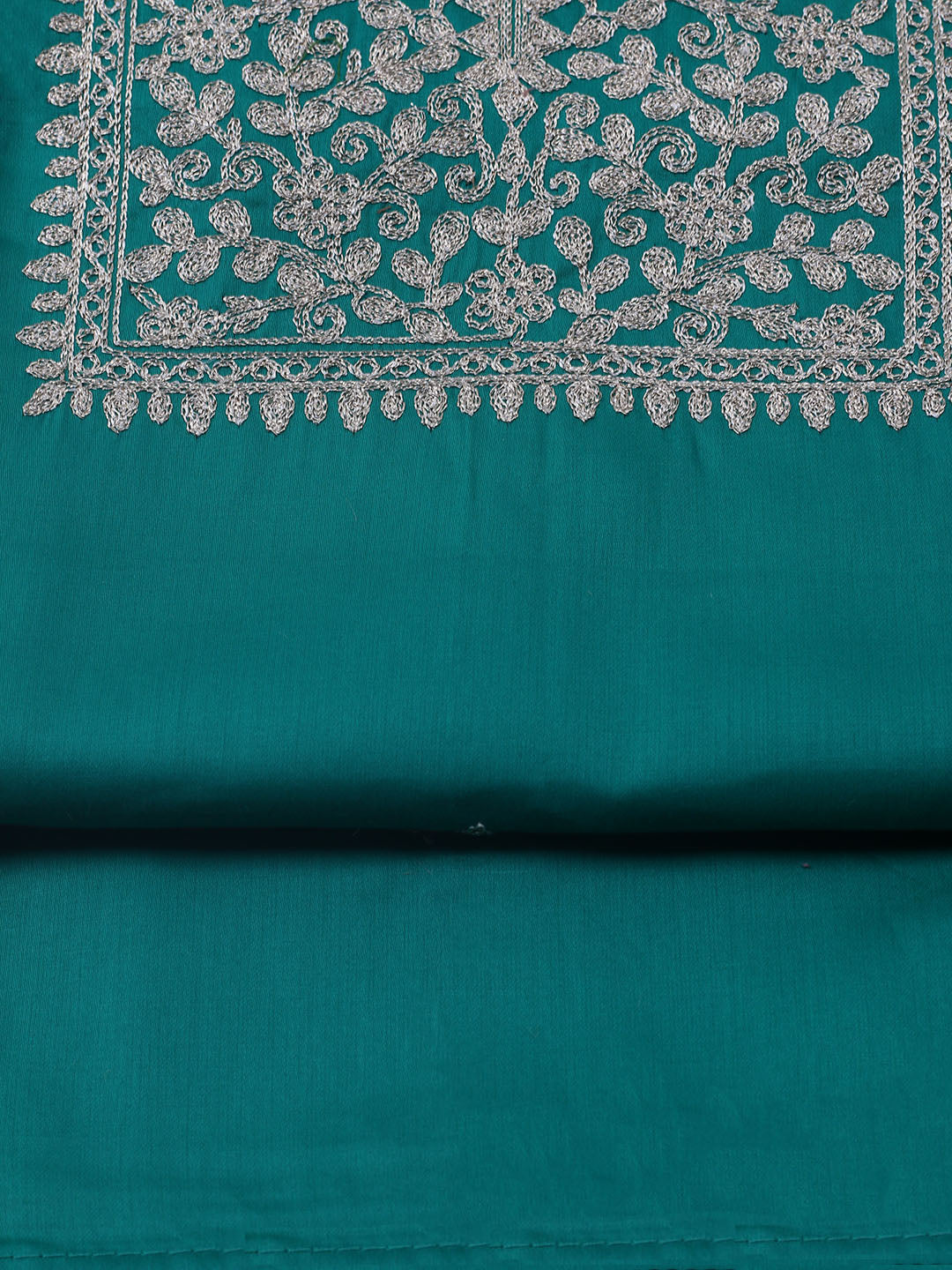 Neck Embroidered Chanderi Unstitched Suit With Dupatta