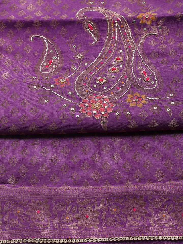 Woven Design Tissue Unstitched Suit With Dupatta