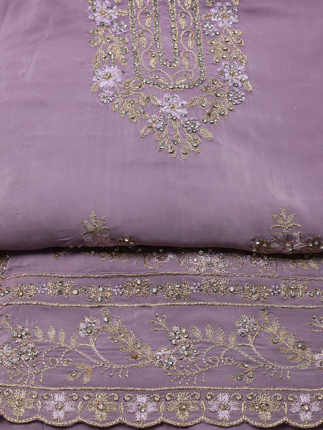Embroidered Organza Unstitched Suit With Dupatta