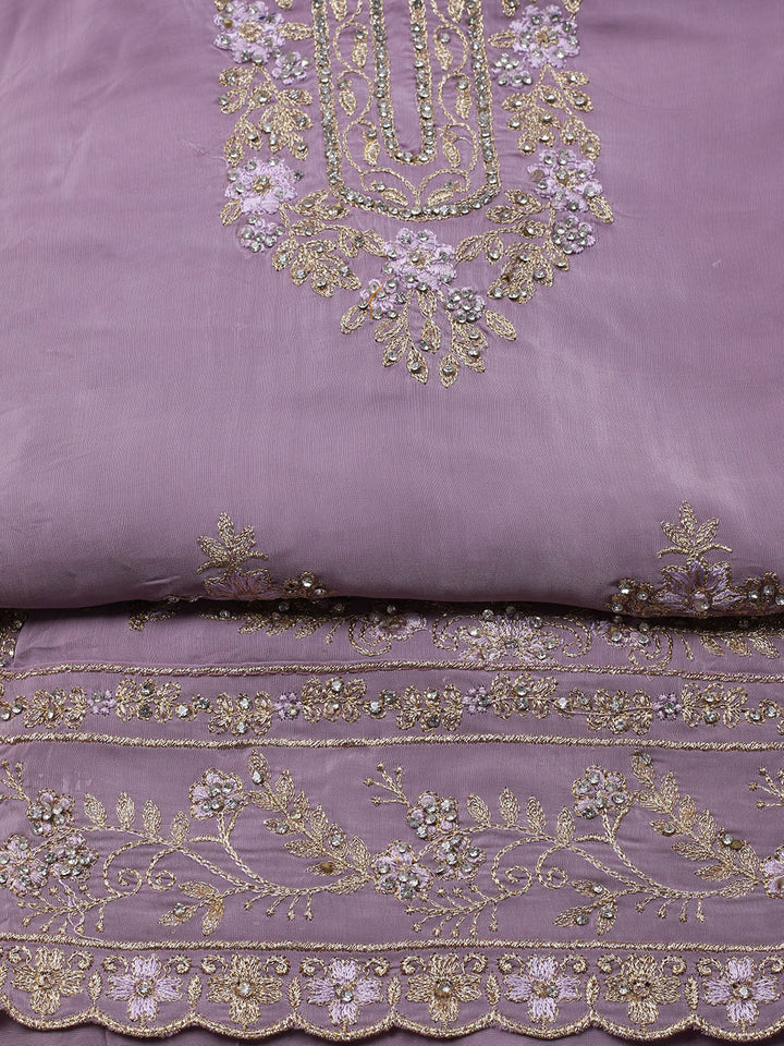 Embroidered Organza Unstitched Suit With Dupatta