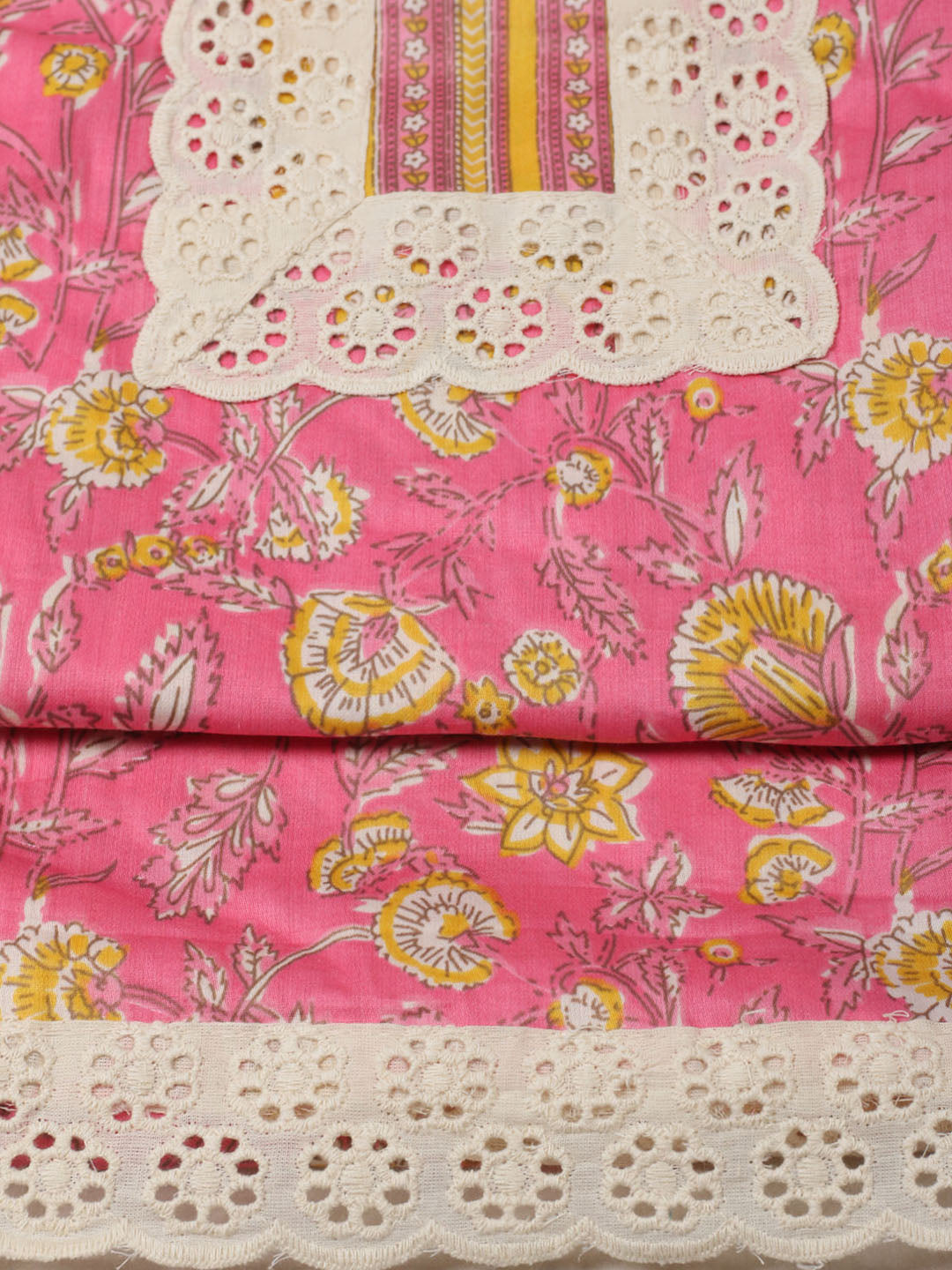Printed Cotton Blend Unstitched Suit With Dupatta