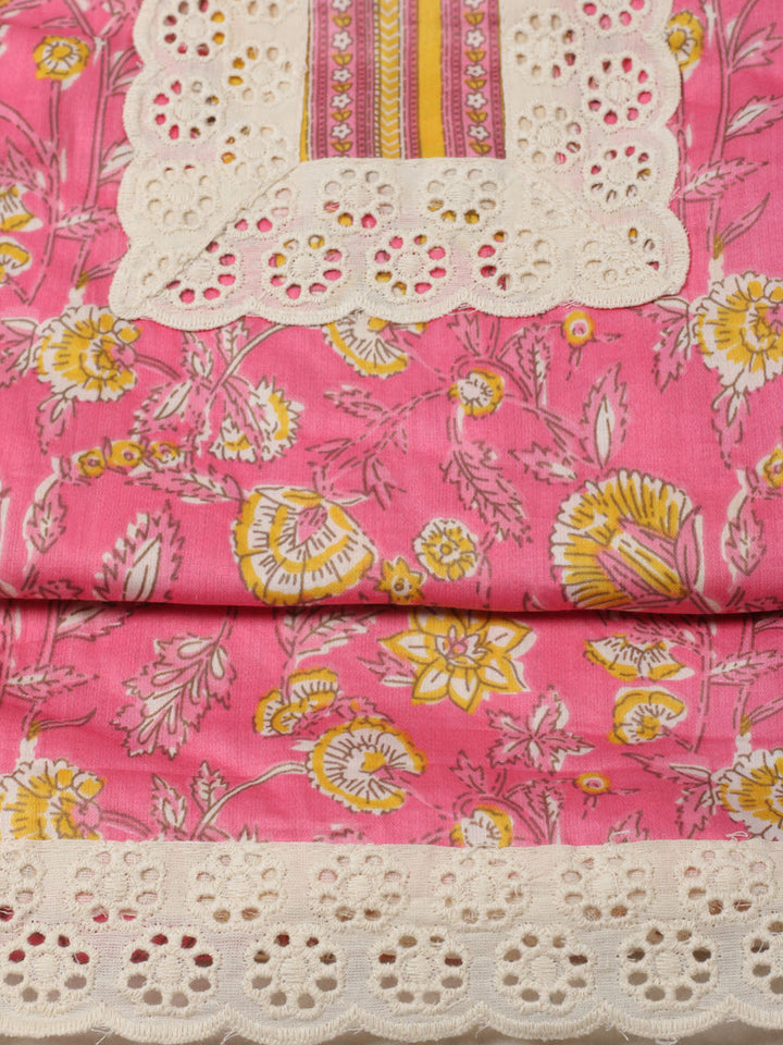 Printed Cotton Blend Unstitched Suit With Dupatta