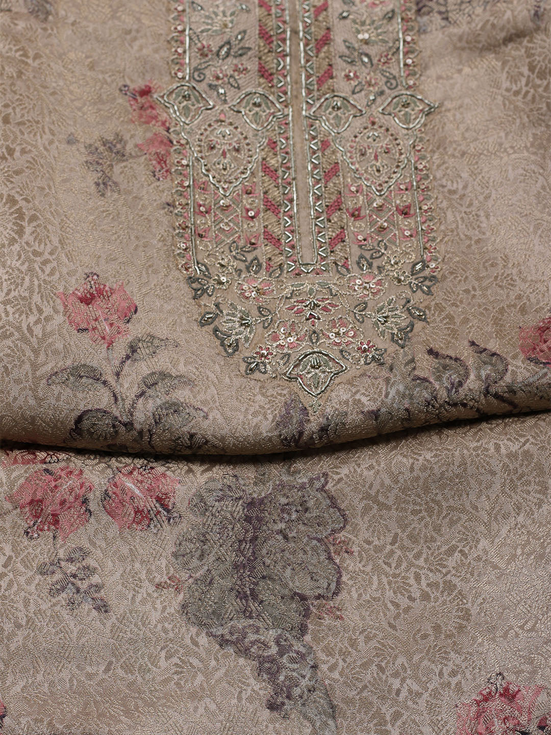 Banarasi Tissue Unstitched Suit With Dupatta