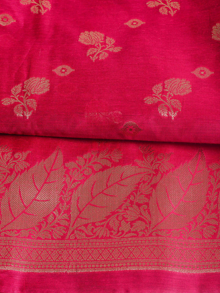 Woven Design Chanderi Unstitched Suit With Pant &amp; Dupatta