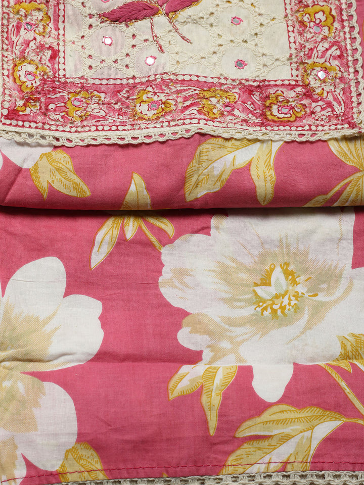 Printed Cotton Blend Unstitched Suit With Pant &amp; Dupatta