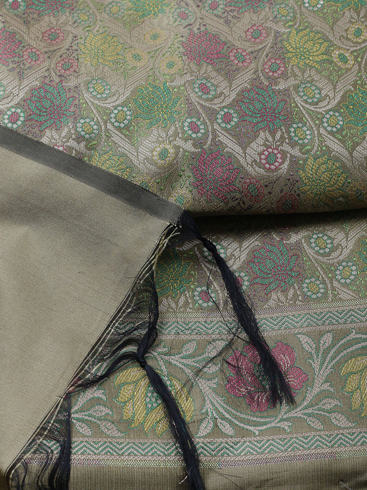 Woven Design Chanderi Unstitched Suit With Pant &amp; Dupatta
