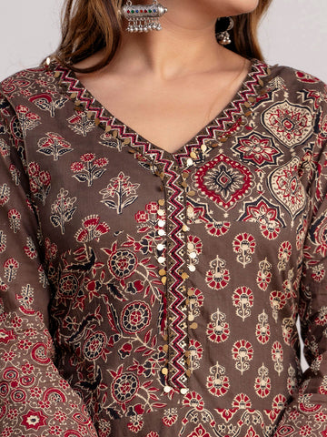 Printed Cotton Kurti With Pants