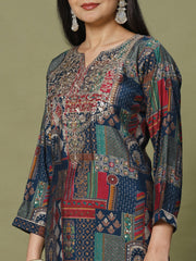 Digital Printed Muslin Kurta With Pants