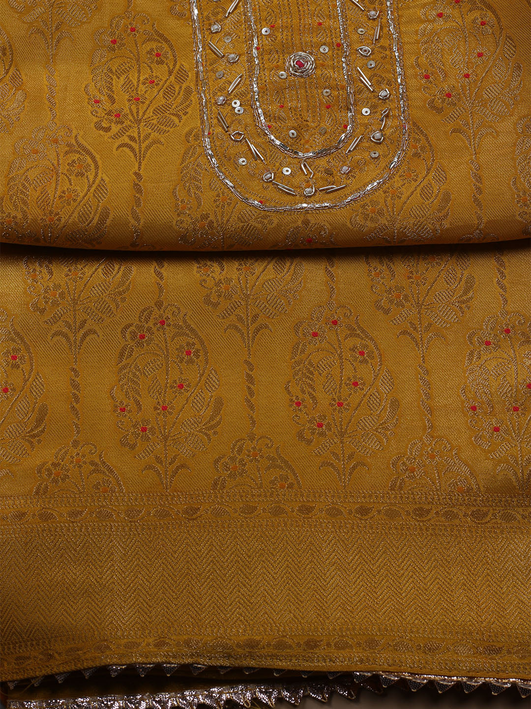 Kanjeevaram Chanderi Unstitched Suit With Dupatta