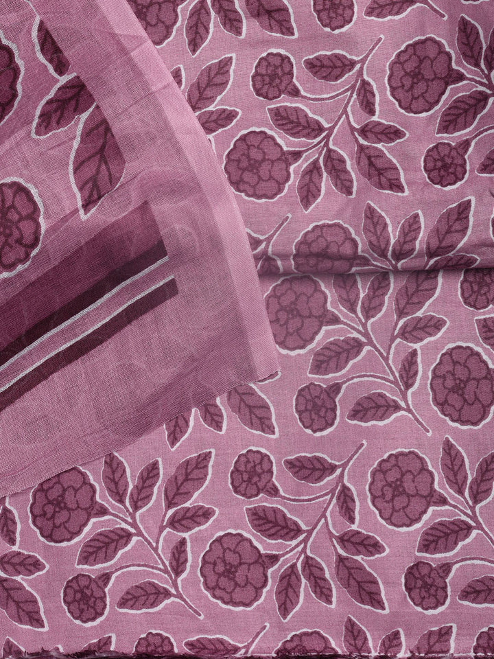 Printed Cotton Blend Unstitched Suit With Dupatta