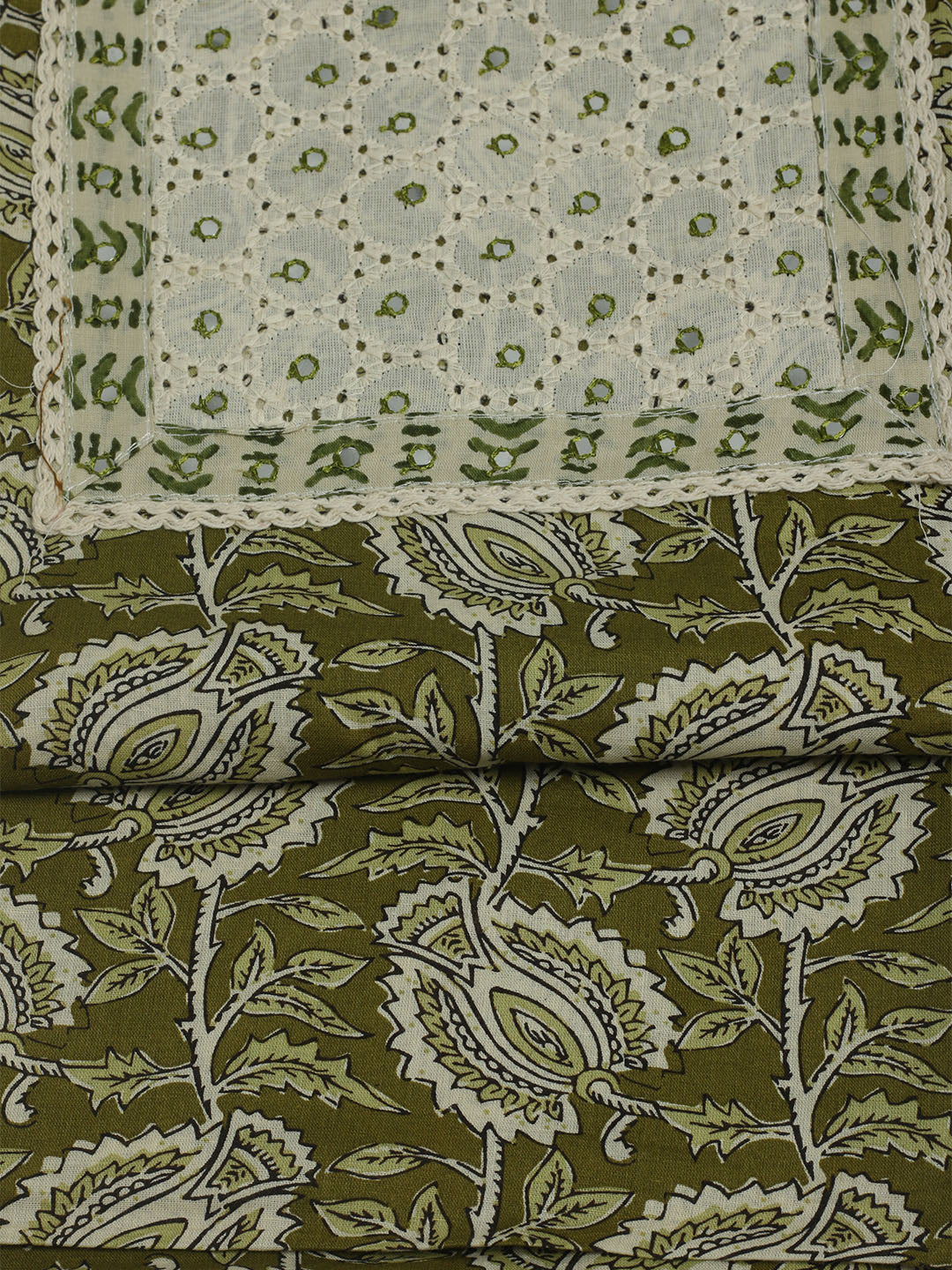 Printed Cotton Unstitched Suits Printed Suit With Pant &amp; Dupatta