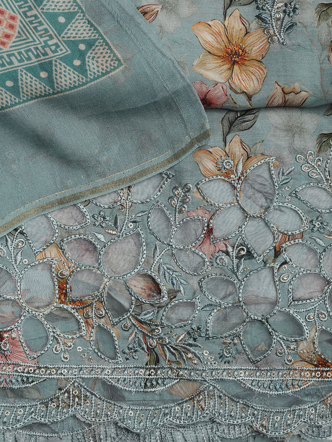 Printed Muslin Unstitched Suit With Dupatta