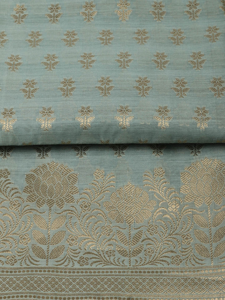 Woven Design Chanderi Unstitched Suit With Pant &amp; Dupatta
