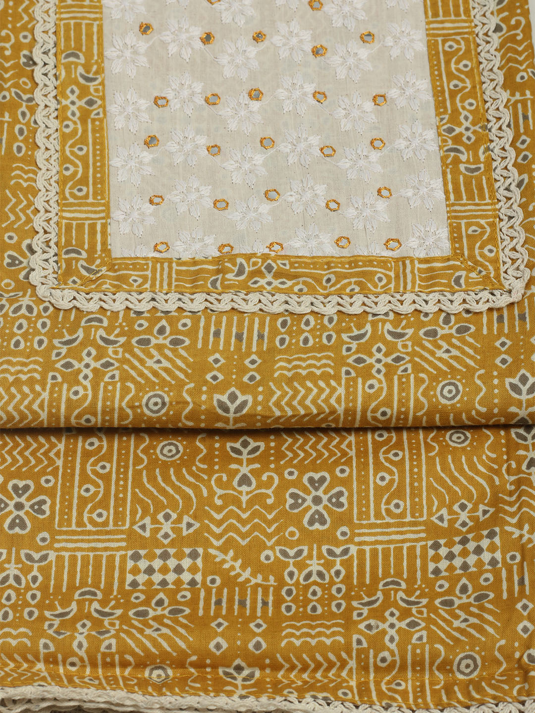 Printed Cotton Unstitched Suits Printed Suit With Pant &amp; Dupatta