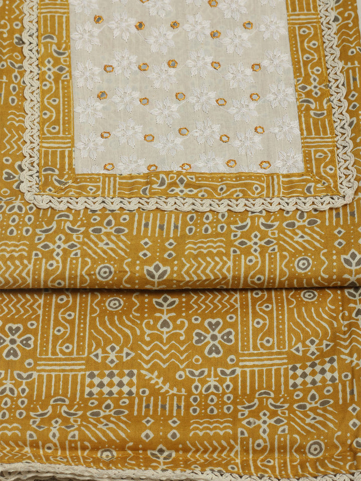Printed Cotton Unstitched Suits Printed Suit With Pant &amp; Dupatta