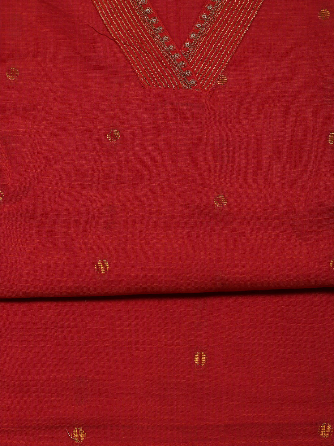 Neck Embroidered Cotton Blend Unstitched Suit With Dupatta
