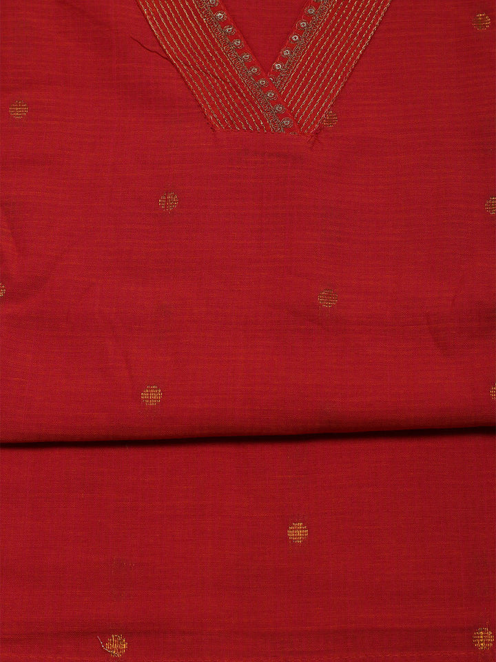 Neck Embroidered Cotton Blend Unstitched Suit With Dupatta