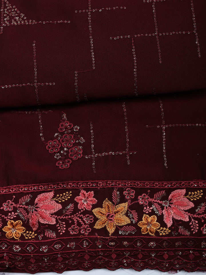 Woven Design Georgette Unstitched Suit With Pant &amp; Dupatta