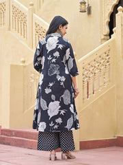 Printed Cotton Blend Kurta With Pants & Dupatta