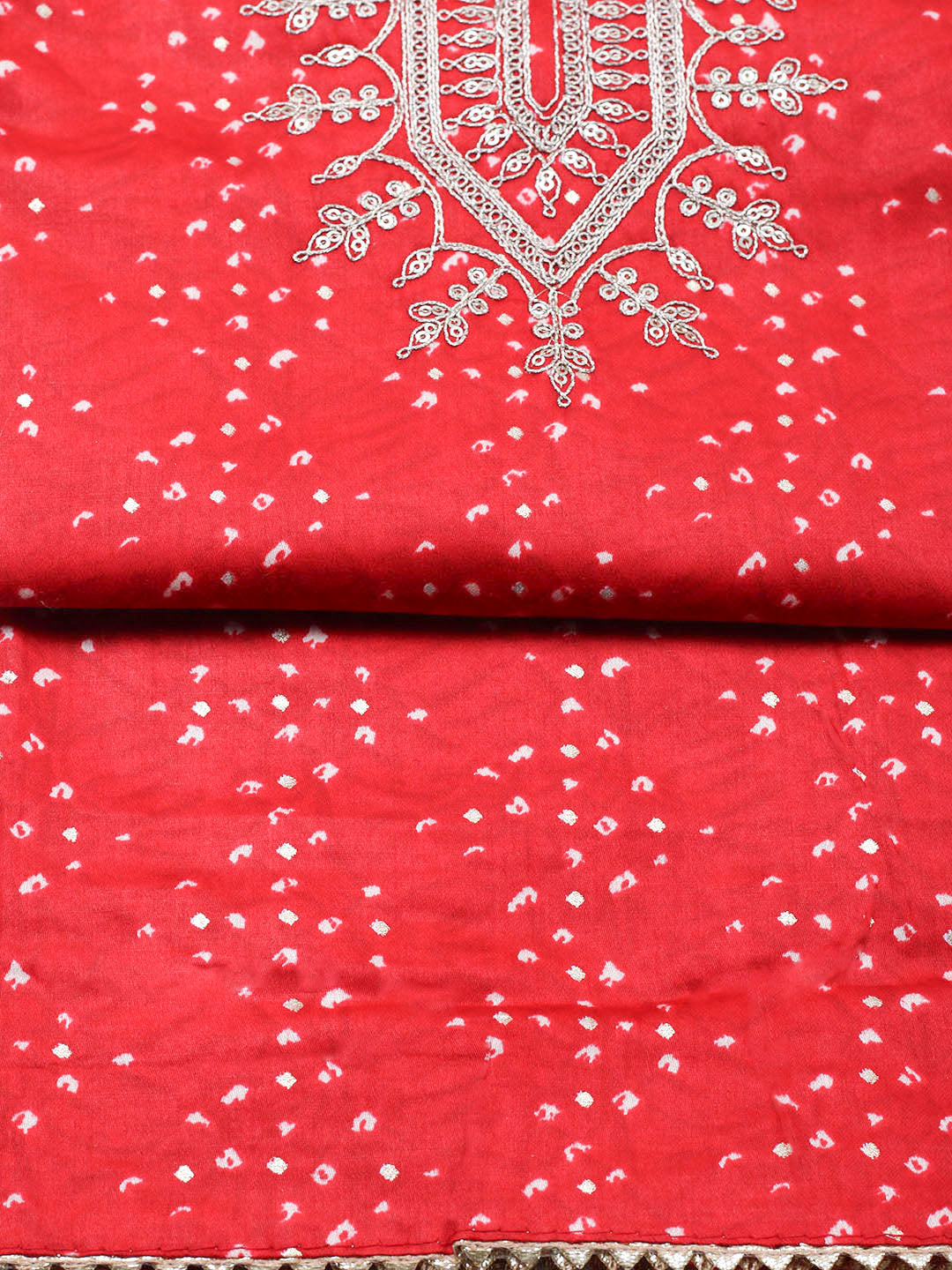 Embroidered Cotton Unstitched Suit With Pant &amp; Dupatta
