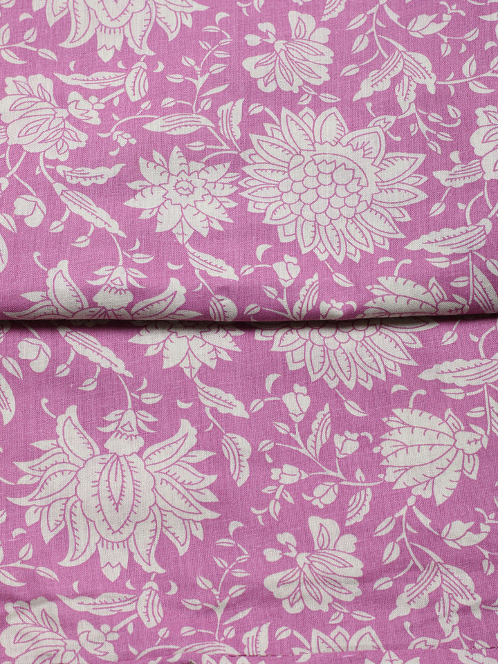 Printed Cotton Blend Unstitched Suit With Pant &amp; Dupatta