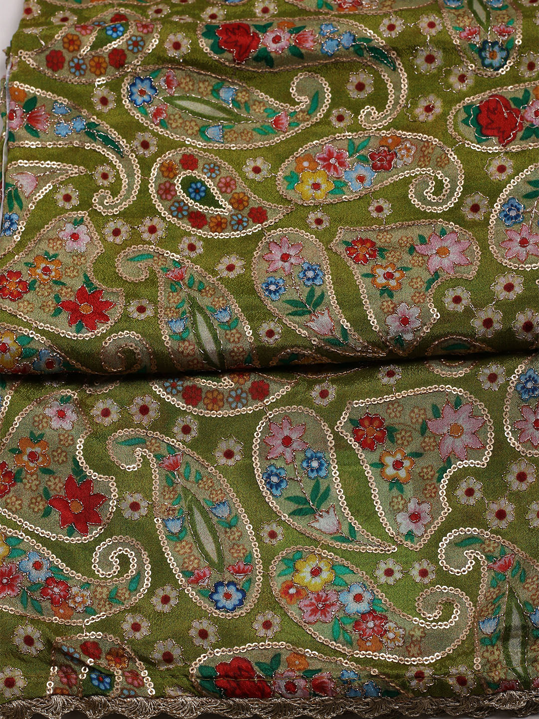 Embroidered Chinon Unstitched Suit With Dupatta