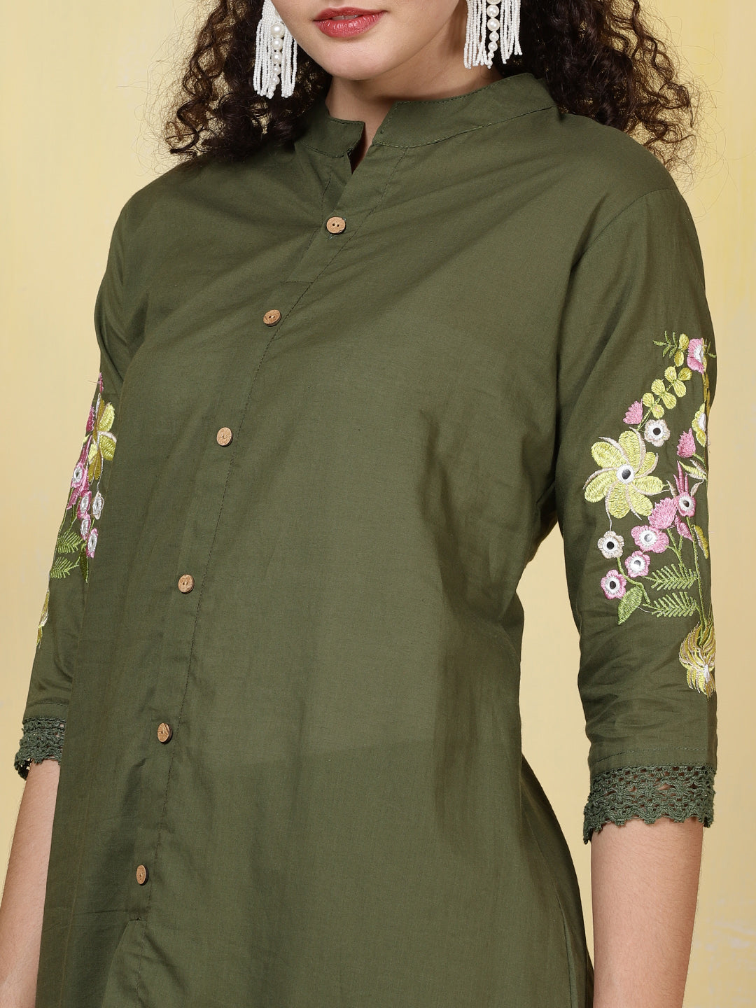 Printed Cotton Blend Kurta With Pants