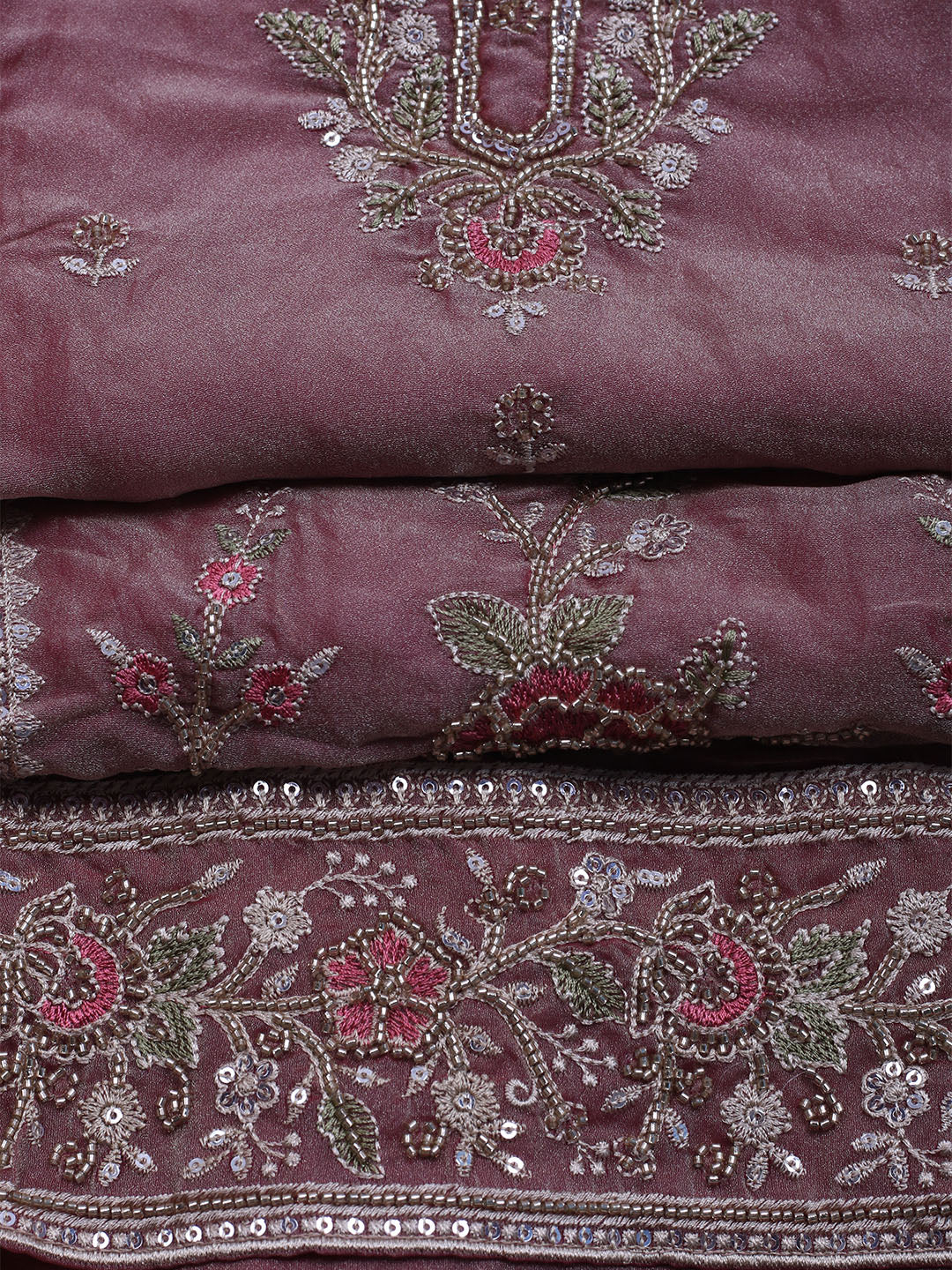 Embroidered Tissue Unstitched Suit With Dupatta