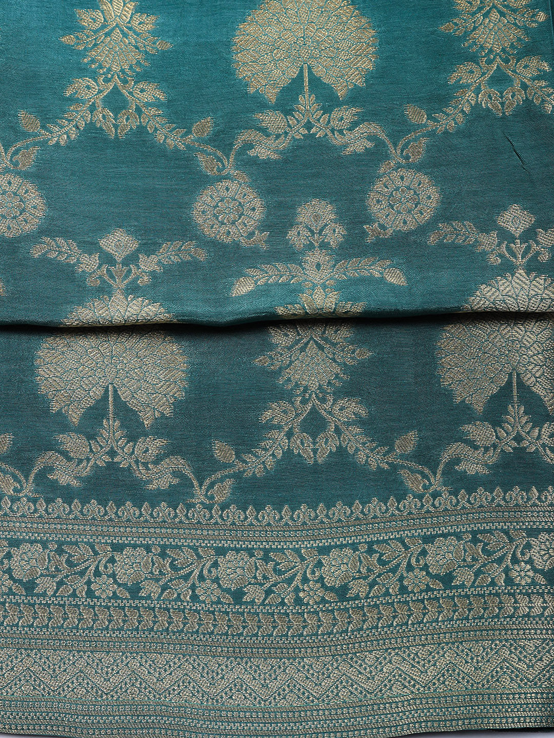 Woven Design Chanderi Unstitched Suit With Pant &amp; Dupatta