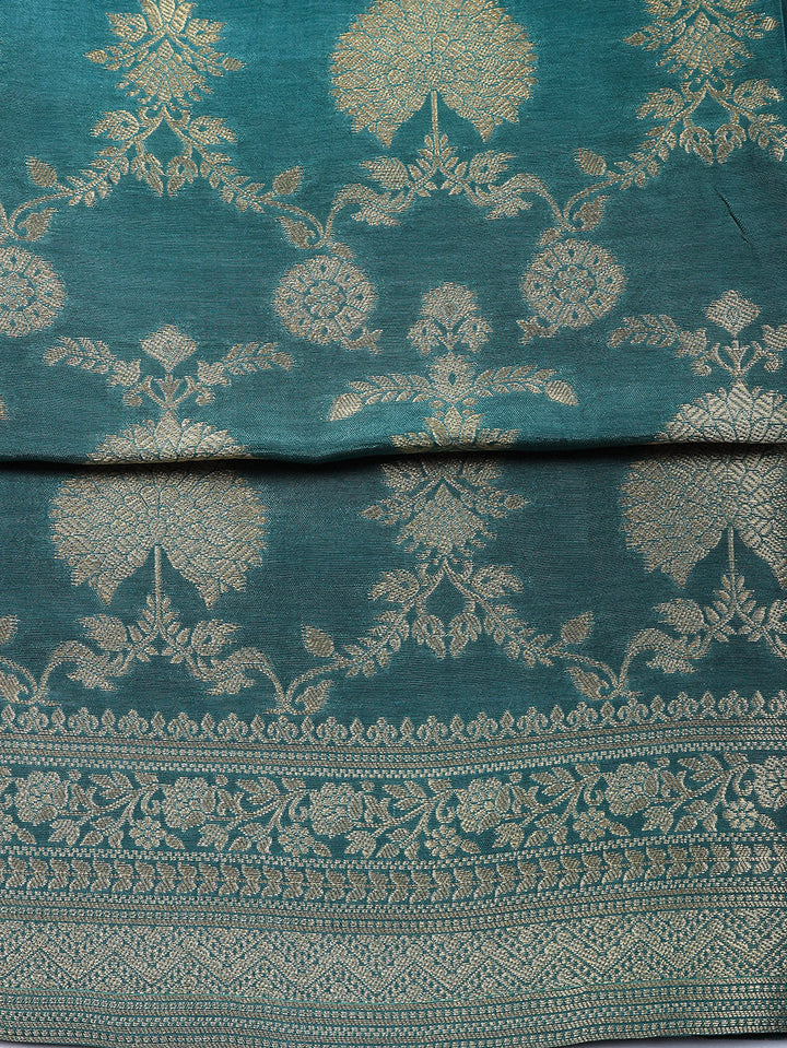 Woven Design Chanderi Unstitched Suit With Pant &amp; Dupatta