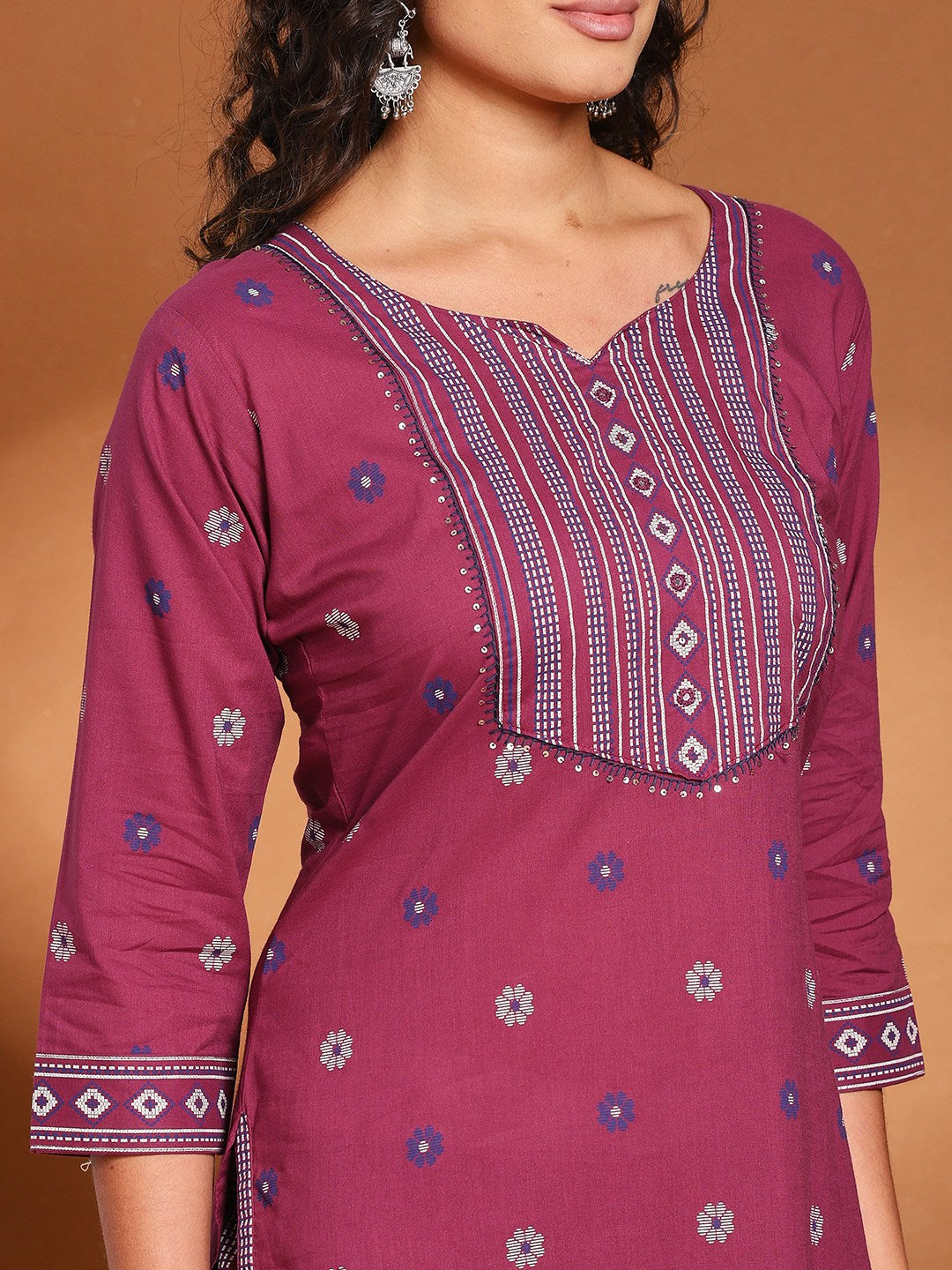 Printed Cotton Blend Kurta With Pant