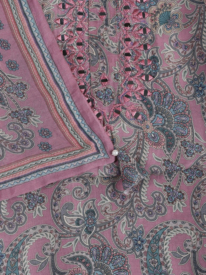Floral Printed Muslin Unstitched Suit Piece With Dupatta