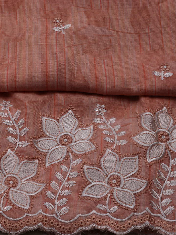 Neck Embroidered Cotton Blend Unstitched Suit With Dupatta