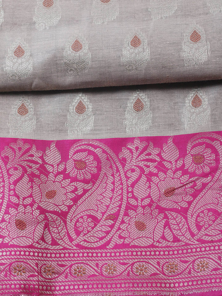 Woven Design Chanderi Unstitched Suit With Pant &amp; Dupatta