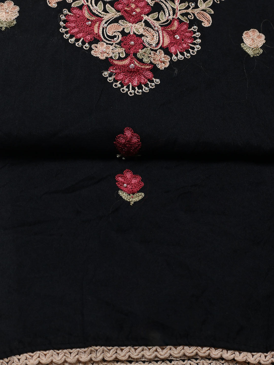 Embroidered Cotton Blend Unstitched Suit With Pant &amp; Dupatta