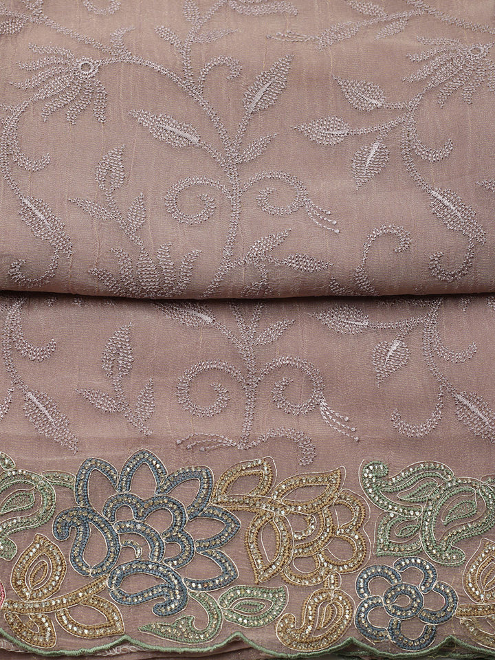 Embroidered Tissue Unstitched Suit With Pant &amp; Dupatta