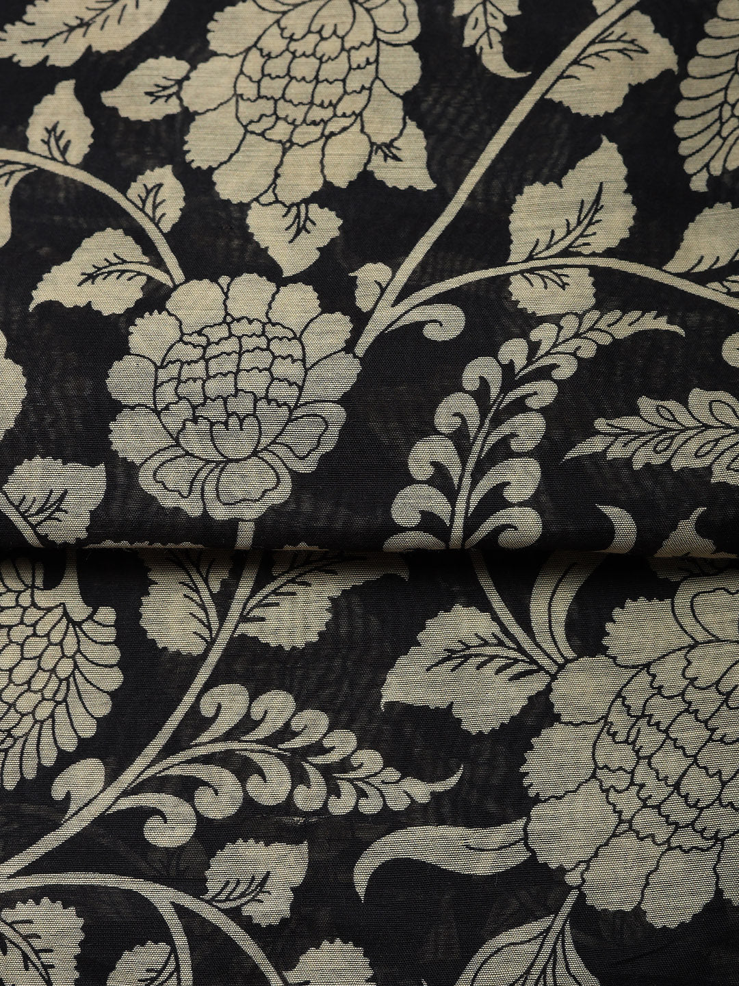 Printed Chanderi Unstitched Suit With Pant &amp; Dupatta