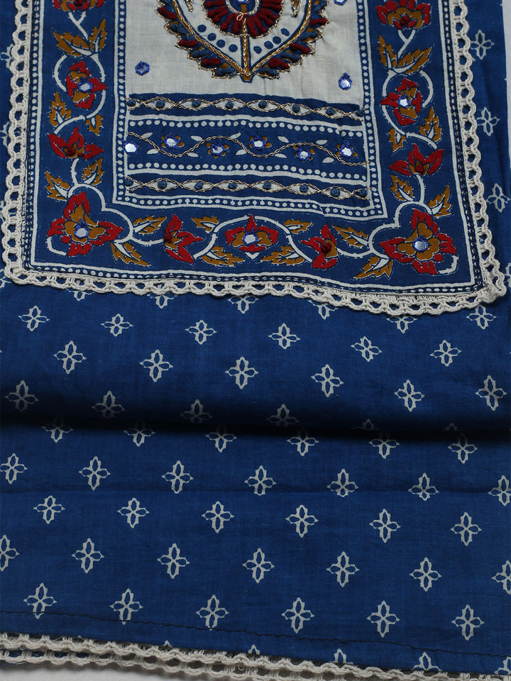 Embroidered Cotton Blend Unstitched Suit With Dupatta